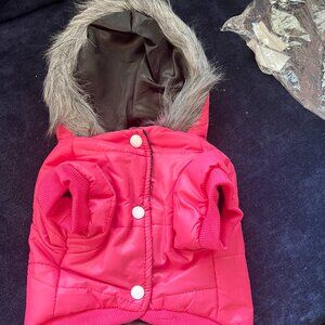 Waterproof Hooded Winter Warm Dog Coat Jumpsuit Snowsuit (Small , Pink)